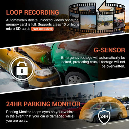 1080P WIFI Dual Camera Dash Cam for Cars,Front and Inside,Car Camera with IR Night Vision,Loop Recording,Wide Angle Car DVR Came